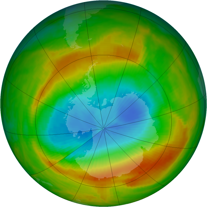 Antarctic ozone map for 11 November 1981